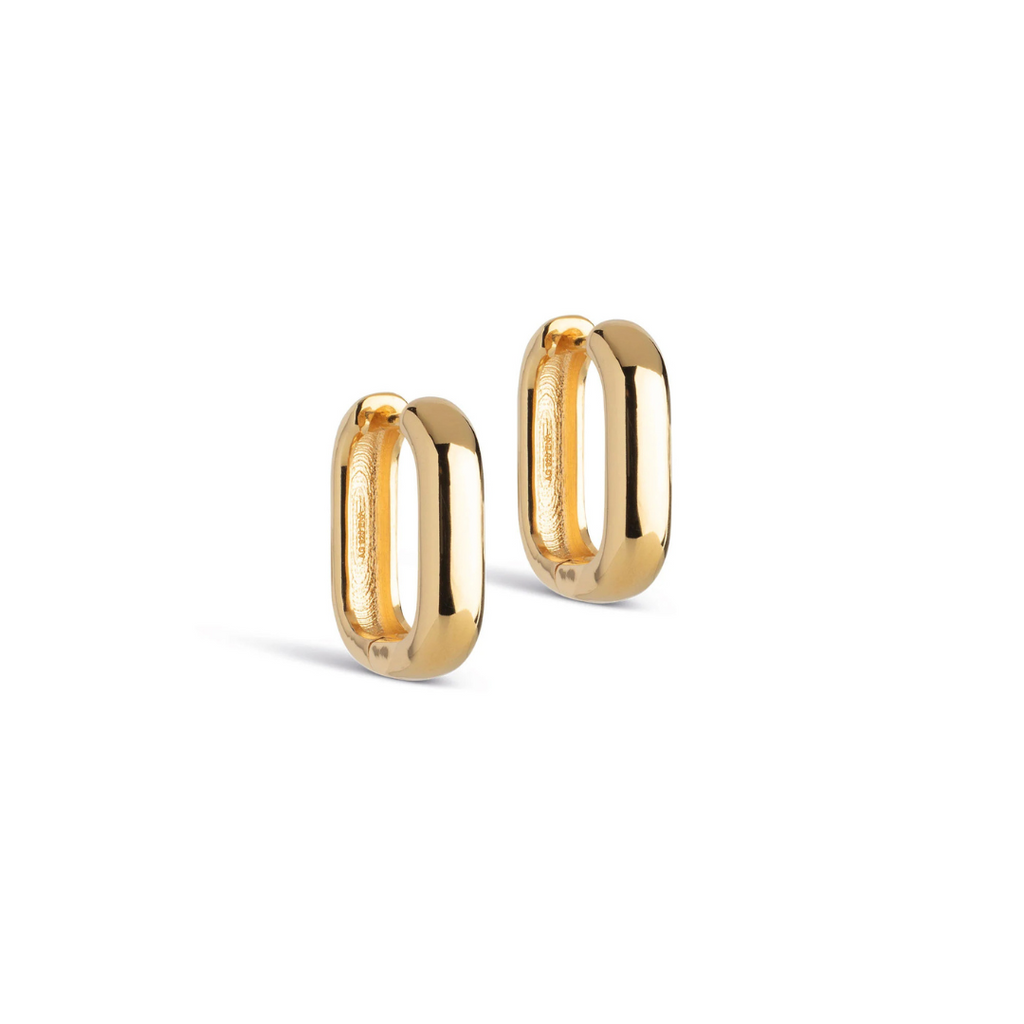 Gold Plated Silver Hoop Earrings "Square" (18 mm)