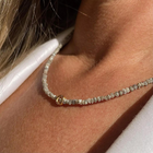 Gold Plated Silver Necklace with Grey Diamonds "Circle"