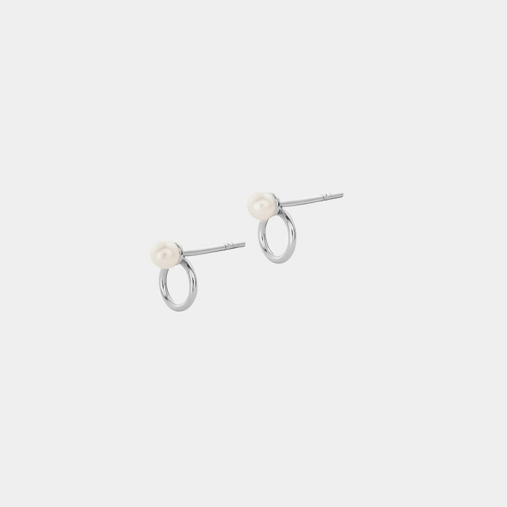 Silver Earrings "Pearl Diver" with Ring (6 mm)