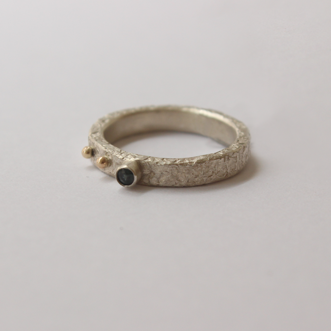 Silver Ring with Green Sapphire