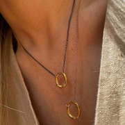 Gold Plated / Oxidised Silver Necklace "Small Fingerprint Circle"