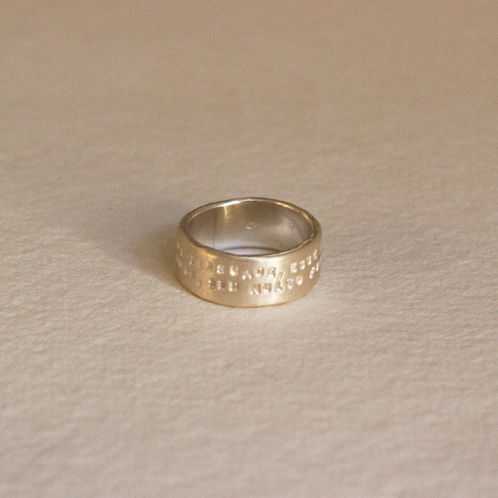Silver Maxi Ring with Inscription in Latin