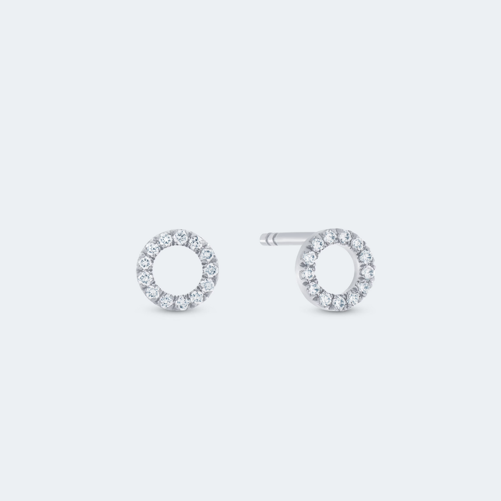 White Gold & Diamonds Stud Earrings "Open Circle"