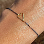 Gold Plated / Oxidised Silver Bracelet "Heart"