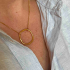 Gold Plated Silver Necklace "Big Fingerprint Circle"