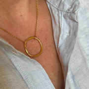 Gold Plated Silver Necklace "Big Fingerprint Circle"