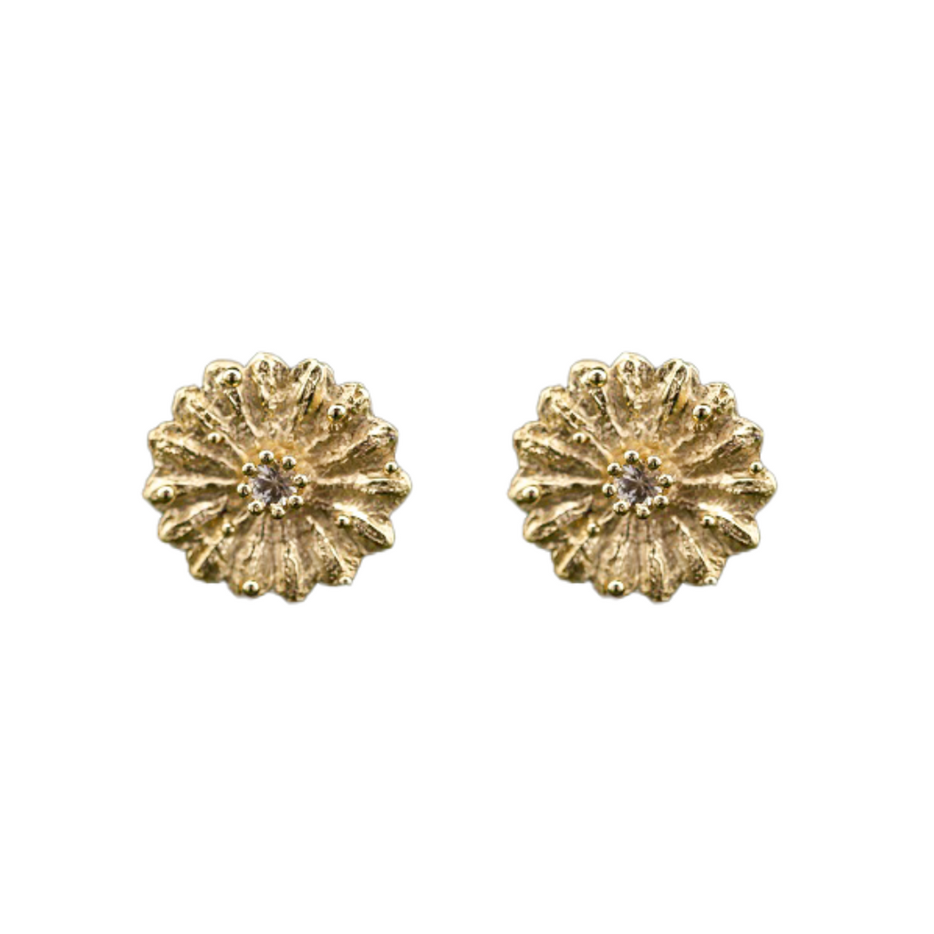 Yellow Gold Earrings with Sapphires "Flowers"