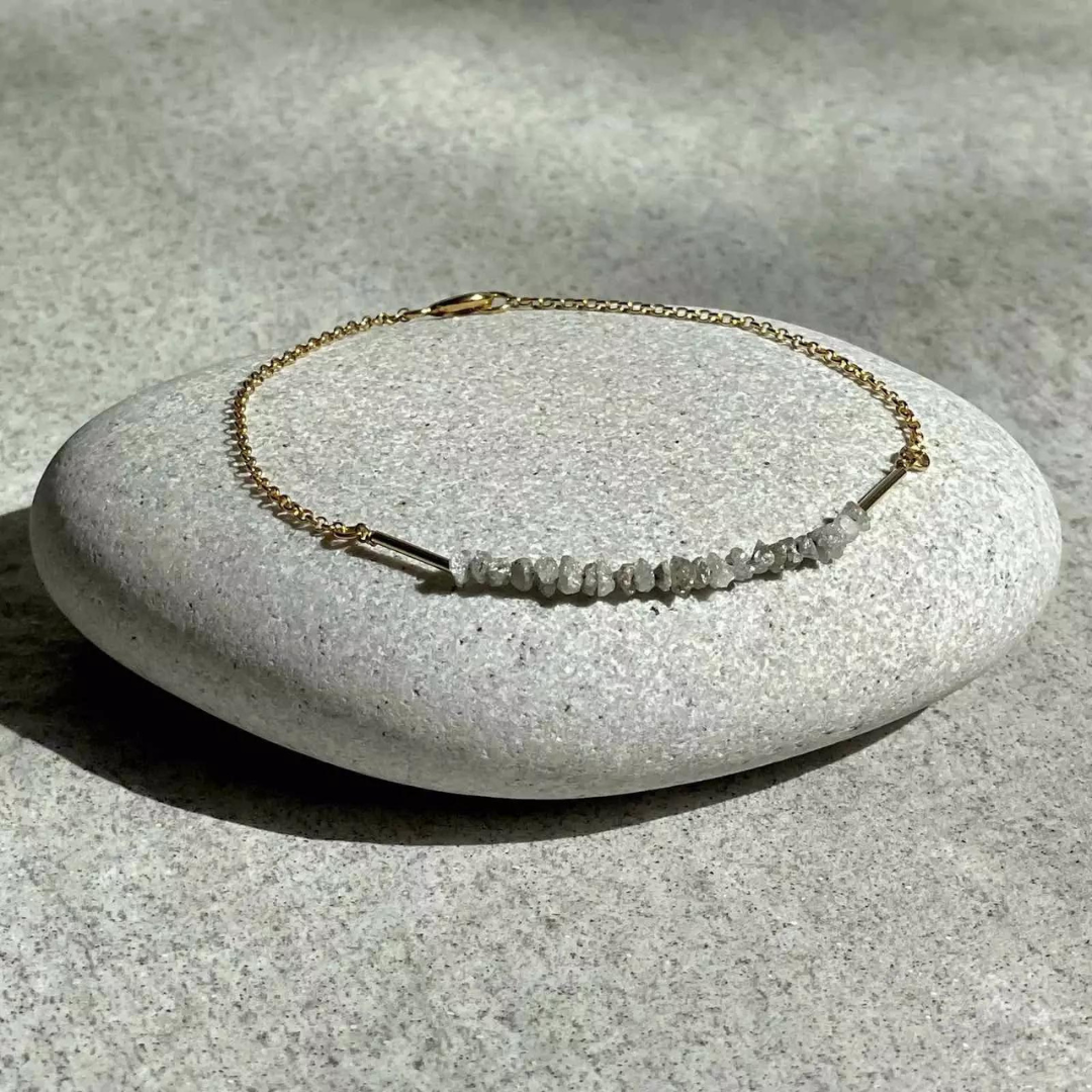 Gold Plated Silver Bracelet with Grey Diamonds