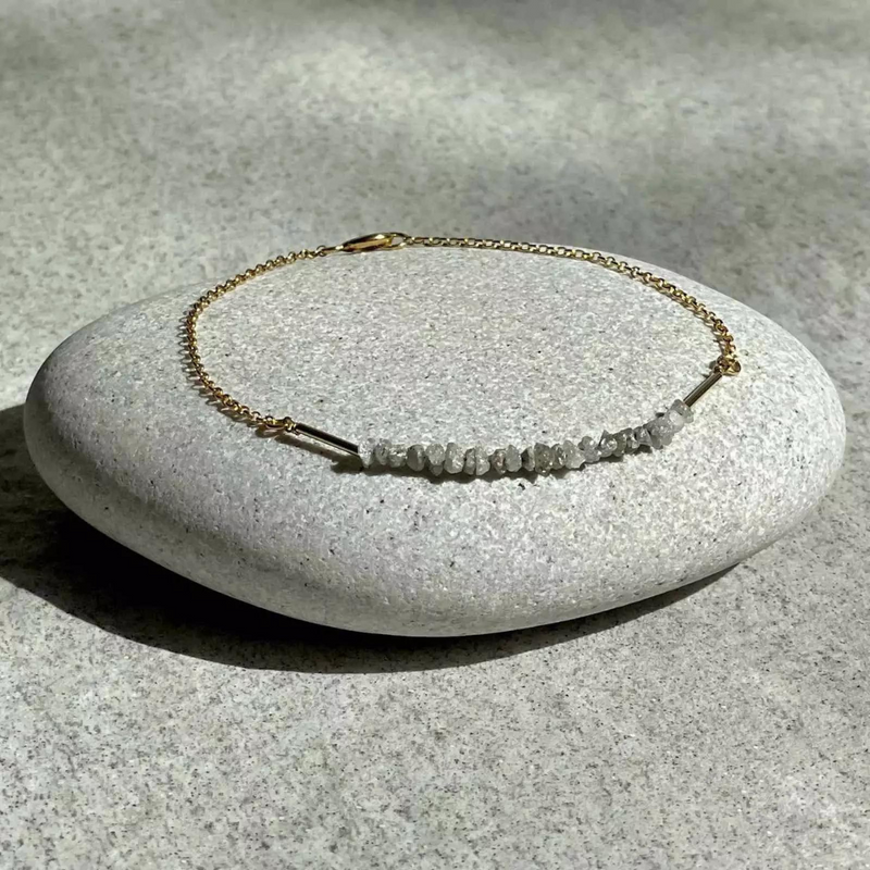 Gold Plated Silver Bracelet with Grey Diamonds