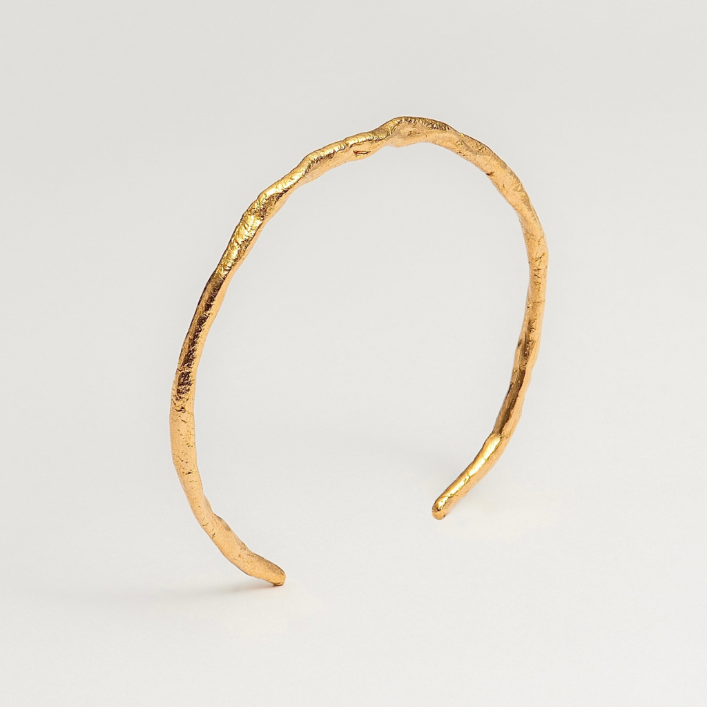 Gold Plated Silver Bangle "Rough Cuff"