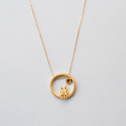 Gold Plated Silver Necklace with Garnet "All Around Us"