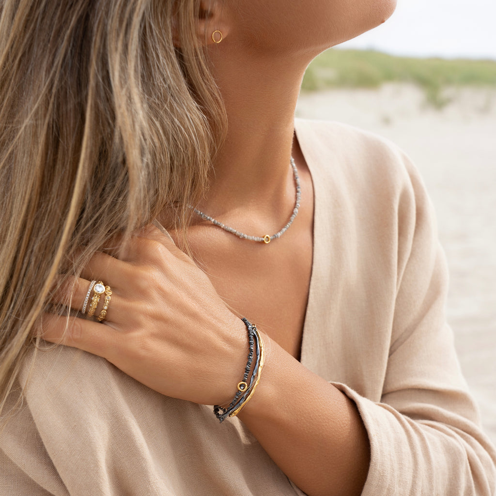 Silver & Black Diamonds Bracelet Set