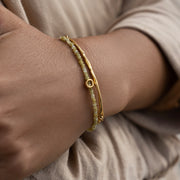 Gold Plated Silver Bracelet with Yellow Raw Diamonds "Circle"