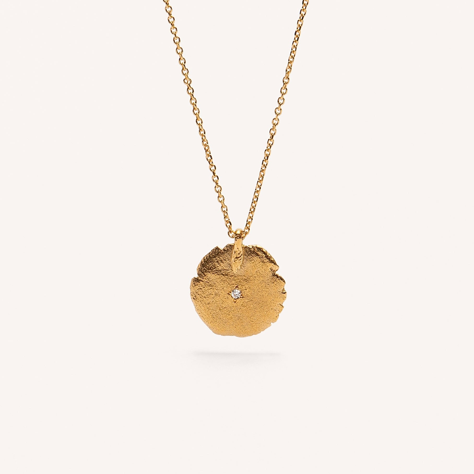 Gold Plated Silver Necklace with Diamond "Small Fingerprint"