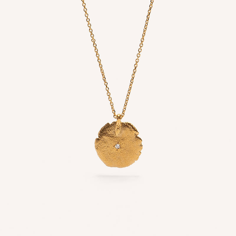 Gold Plated Silver Necklace with Diamond "Small Fingerprint"