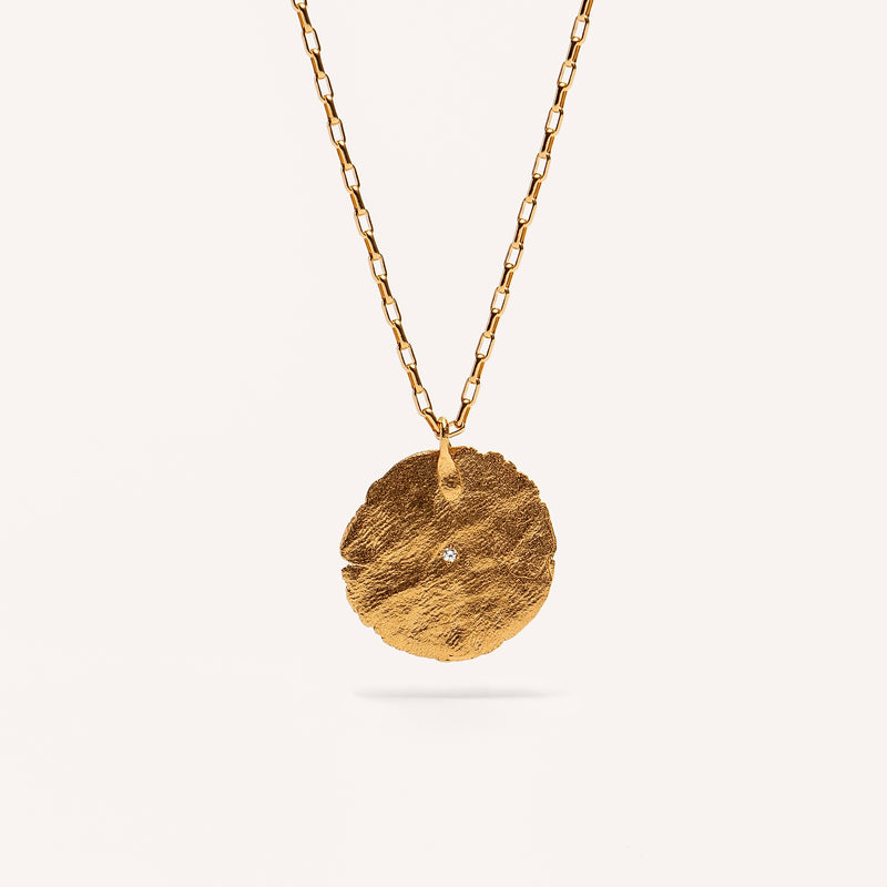 Gold Plated Silver Necklace with Diamond "Fingerprint"