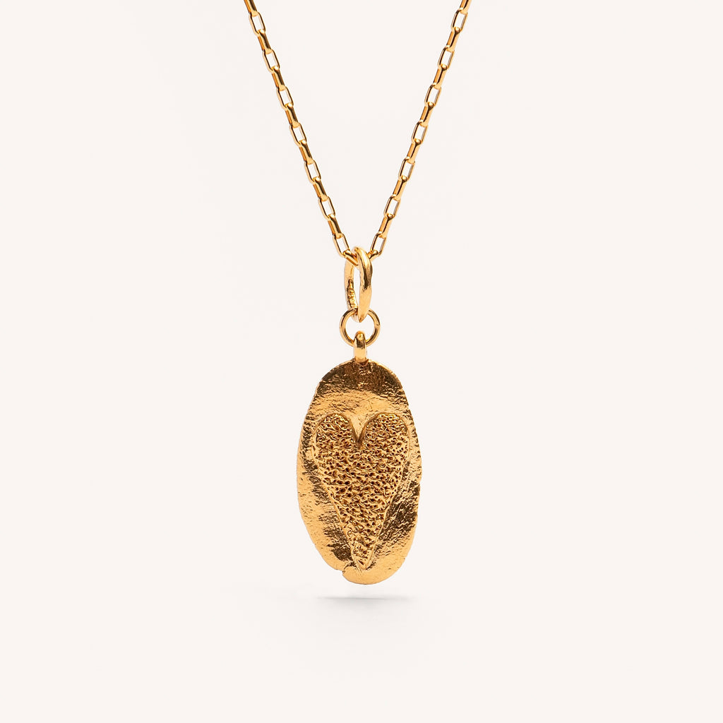 Gold Plated Silver Necklace "Oval Handcrafted Heart"