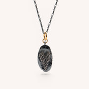 Gold Plated / Oxidized Silver Necklace "Oval Handcrafted Heart"