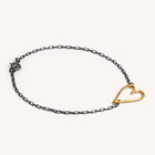 Gold Plated / Oxidised Silver Bracelet "Rough Thin Heart"