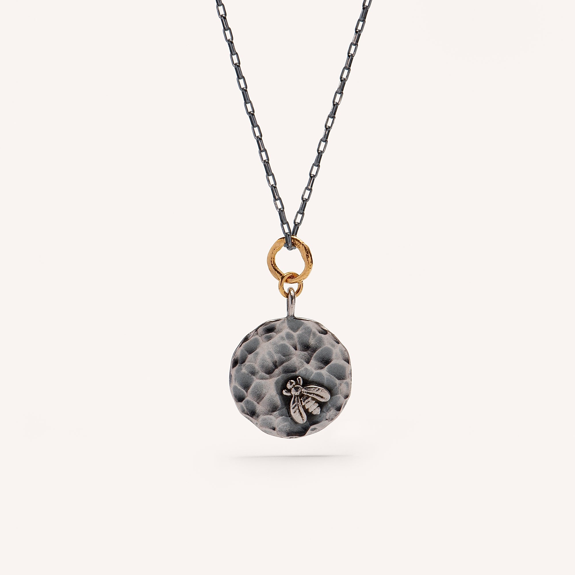 Gold Plated / Oxidized Silver Necklace "Lucky Bee" (large)