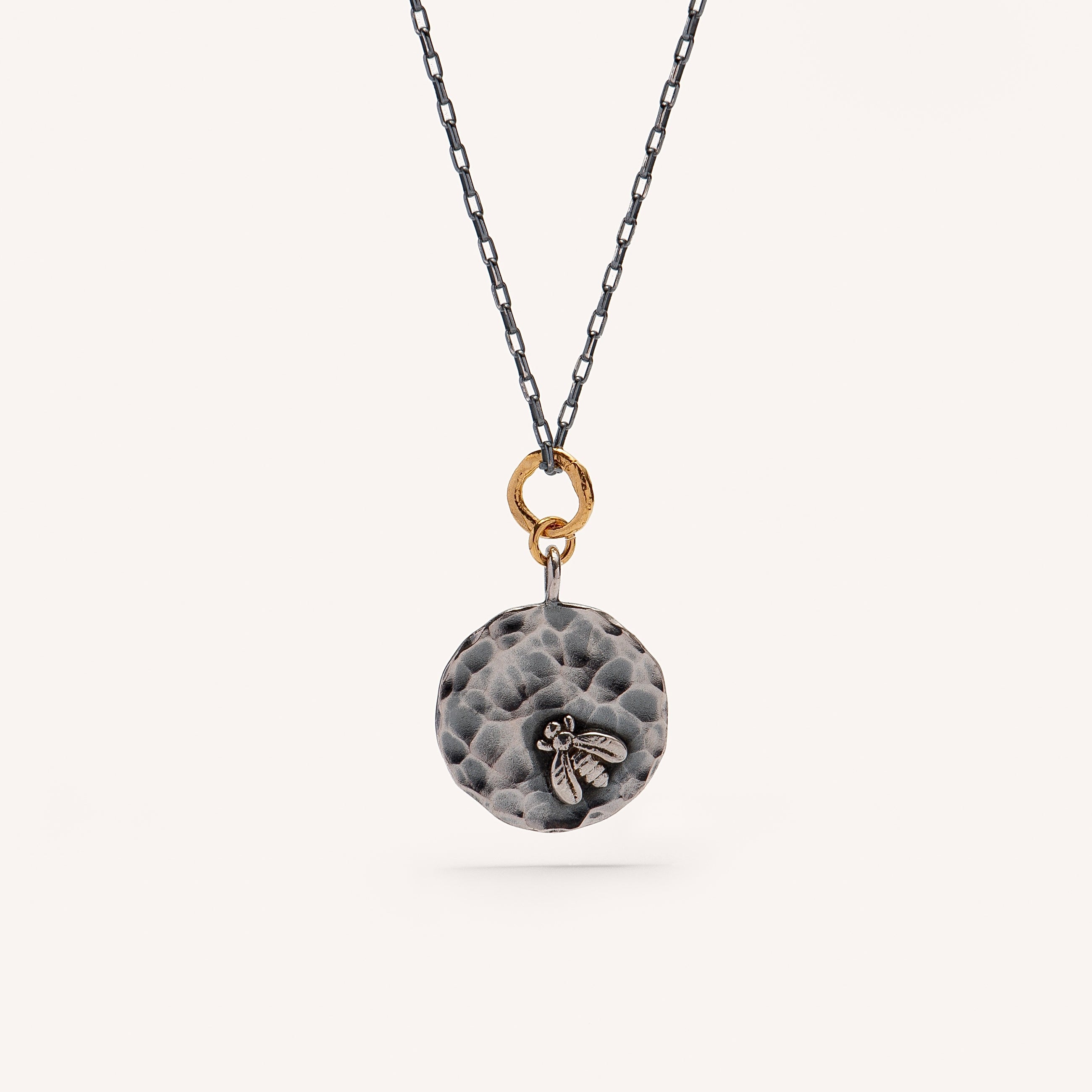 Gold Plated / Oxidized Silver Necklace "Lucky Bee" (large)