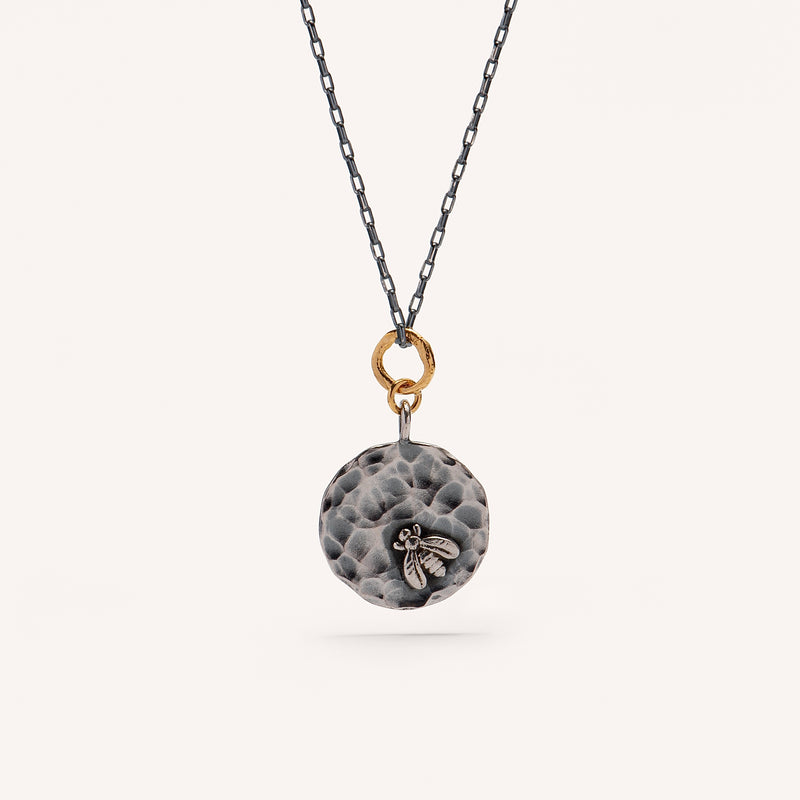 Gold Plated / Oxidized Silver Necklace "Lucky Bee" (large)