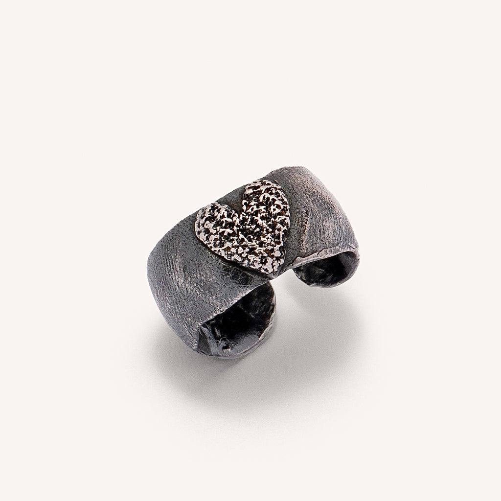 Oxidized Silver Ring "Handcrafted Heart"