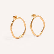 Gold Plated Silver Earrings "Fingerprint Big Circle"