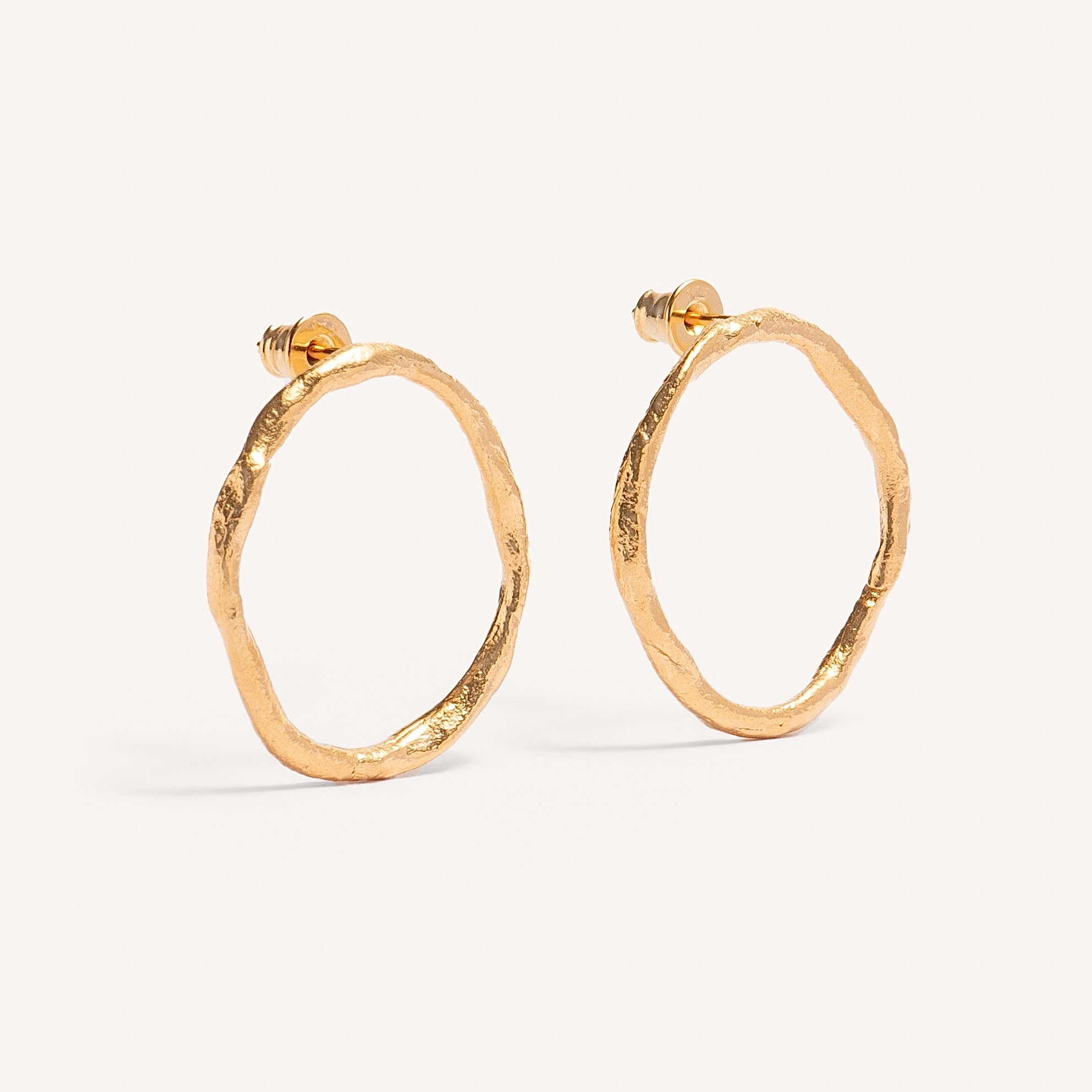 Gold Plated Silver Earrings "Fingerprint Big Circle"