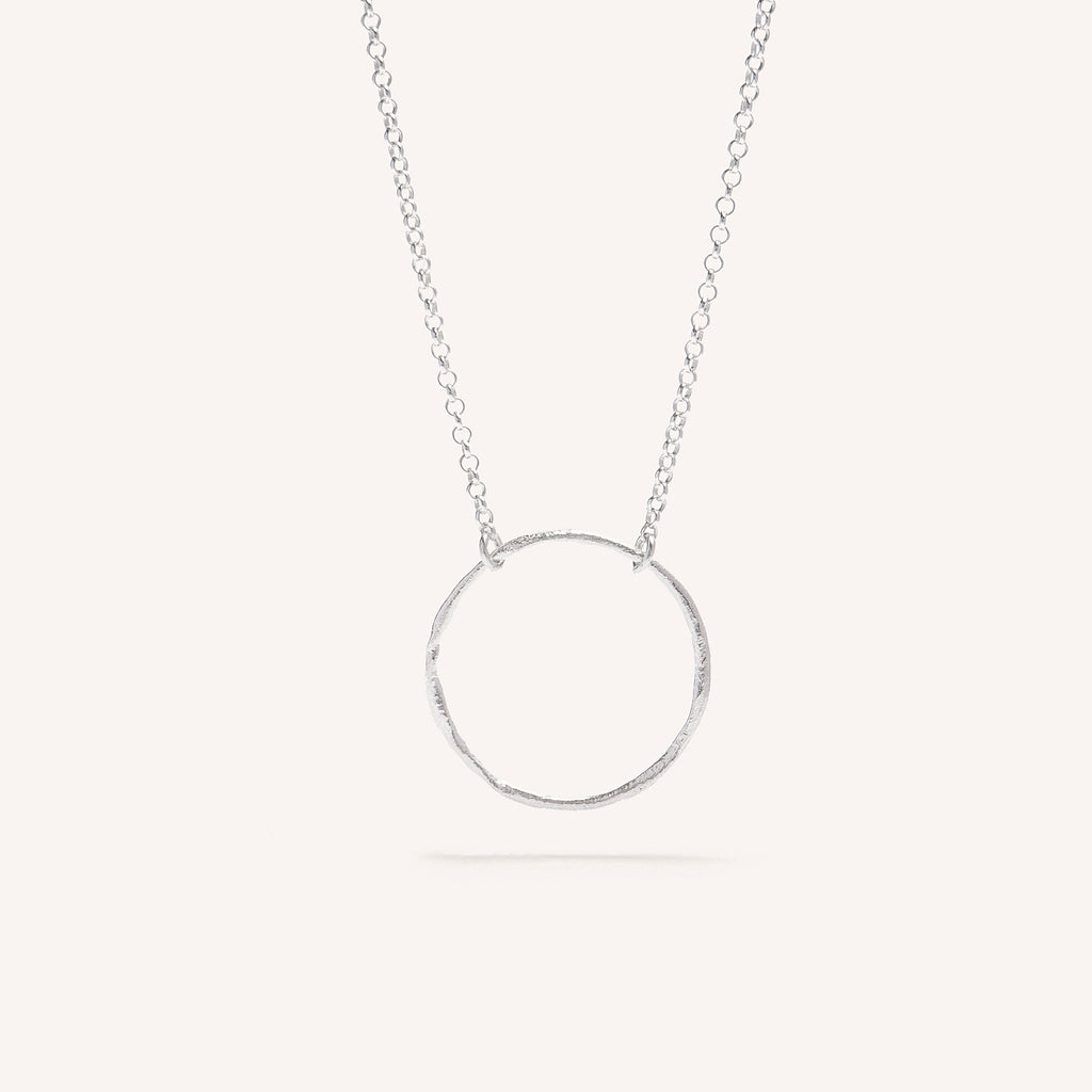 Silver Necklace "Thin Fingerprint Circle"