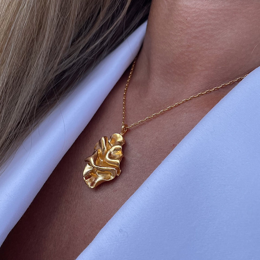 Gold Plated Silver Necklace "Stormy Ocean"