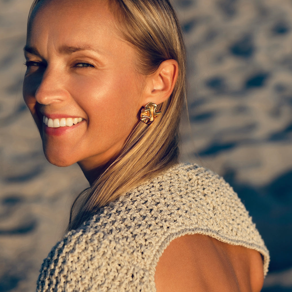 Gold Plated Silver Earrings "Stormy Ocean"