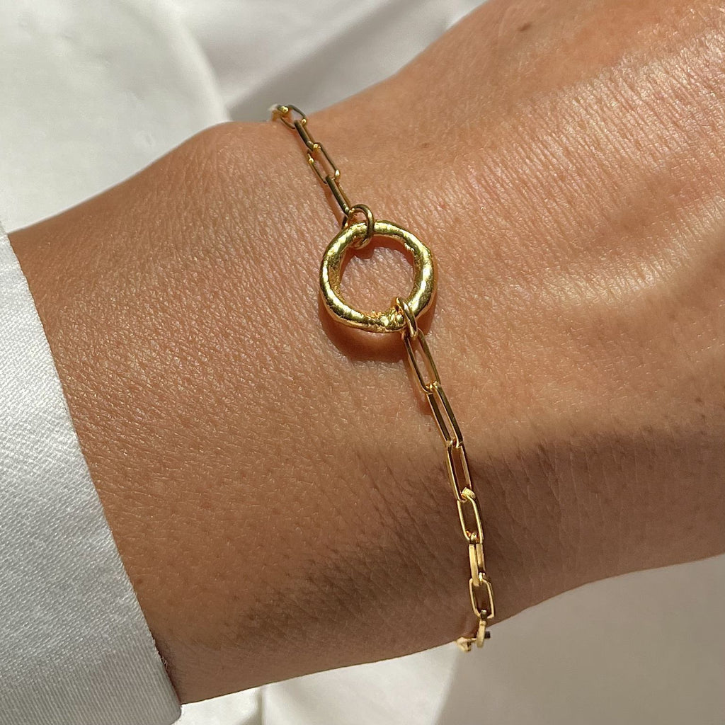 Gold Plated Silver Bracelet "Rough Circle"