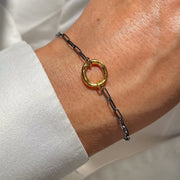 Gold Plated / Oxidised Silver Bracelet "Rough Circle"