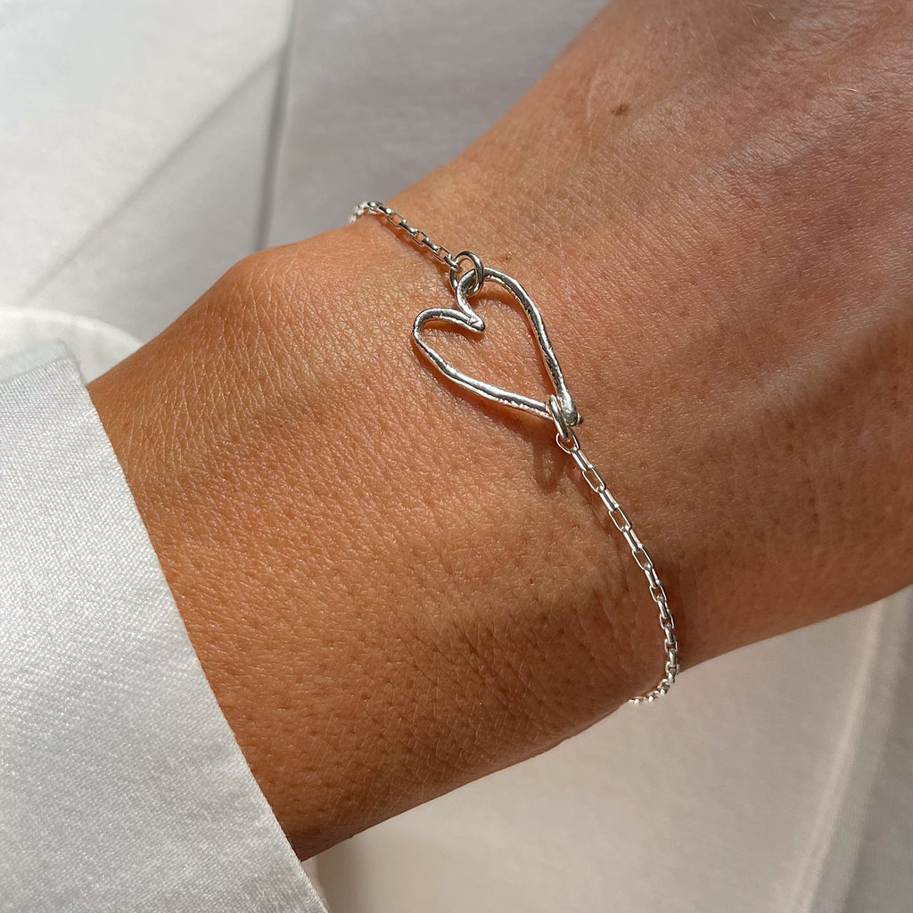 Silver Bracelet "Rough Thin Heart"