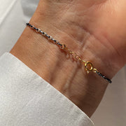 Gold Plated / Oxidized Silver Bracelet "Thin Handcrafted"