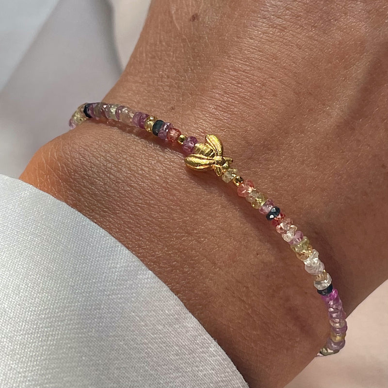 Gold Plated Silver Bracelet with Sapphires "Bee"