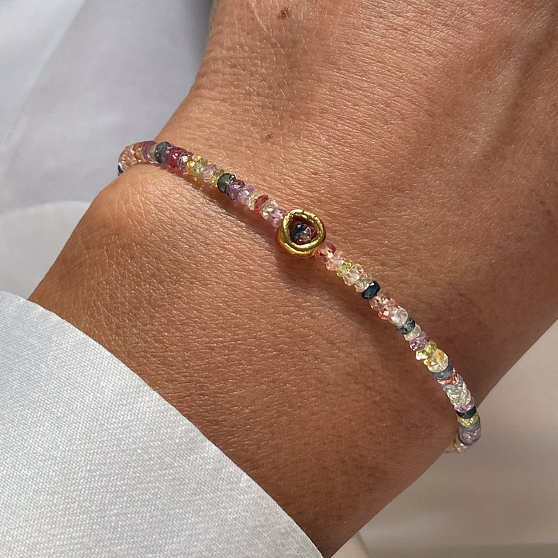 Gold Plated Silver Bracelet with Sapphires "Multi Sapphire Circle"