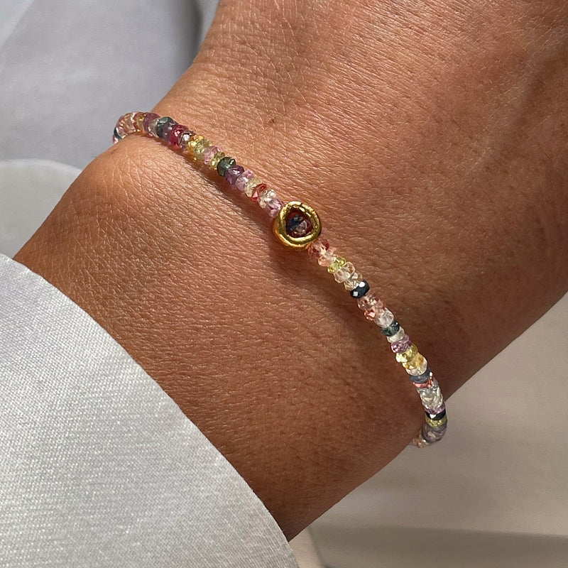 Gold Plated Silver Bracelet with Sapphires "Multi Sapphire Circle"