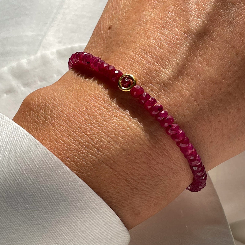 Gold Plated Silver Bracelet with Rubies "Circle"