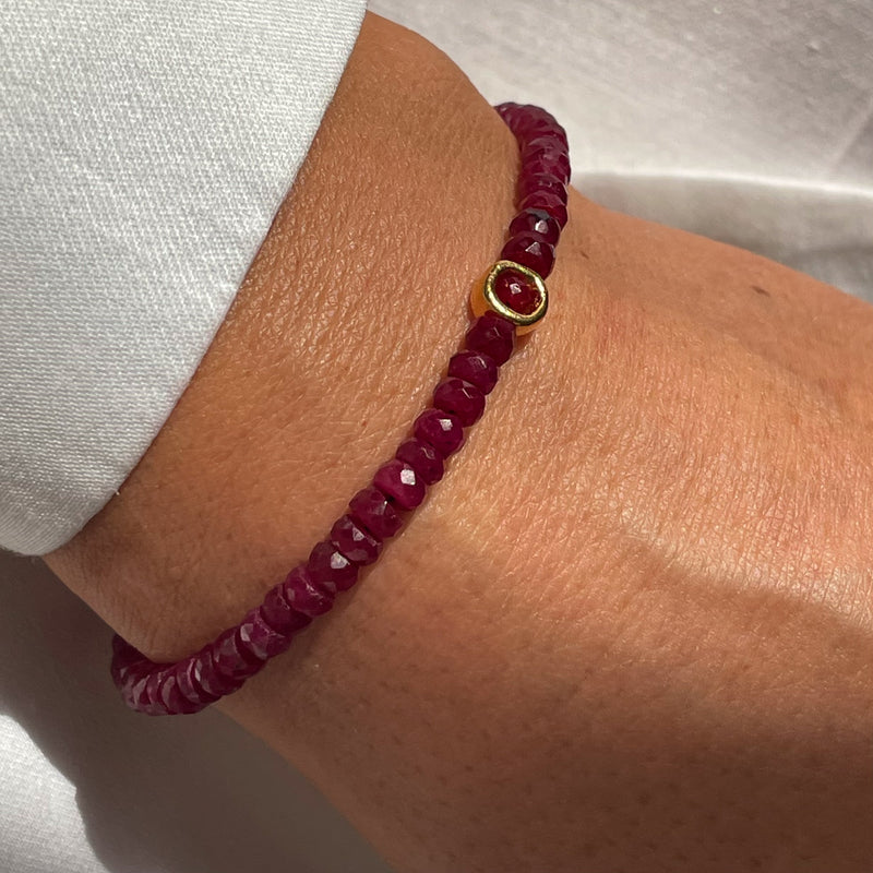 Gold Plated Silver Bracelet with Rubies "Circle"