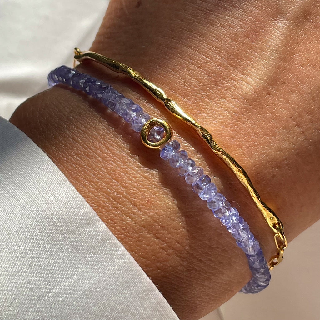 Gold Plated Silver & Tanzanite Bracelet Set