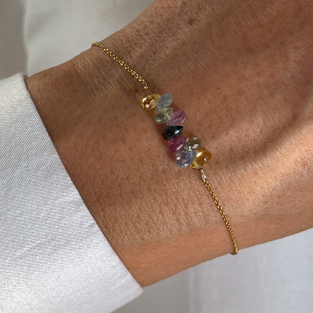 Gold Plated Silver  Bracelet "Multi Sapphire"