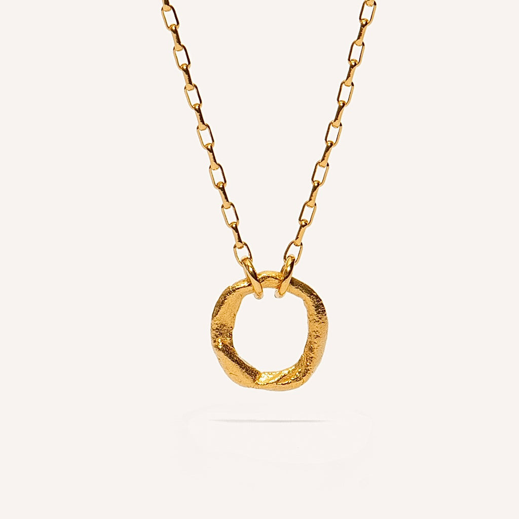 Gold Plated Silver Necklace "Small Fingerprint Circle"