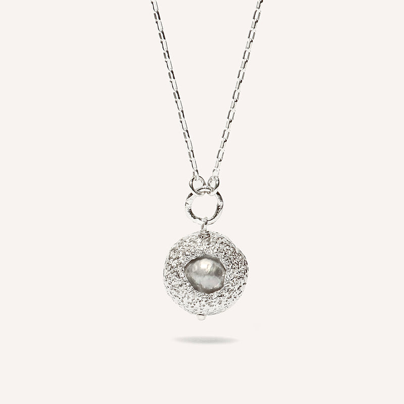 Silver Necklace  with Pearl "Hide Freshwater"