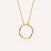 Gold Plated Silver Necklace "Big Fingerprint Circle"