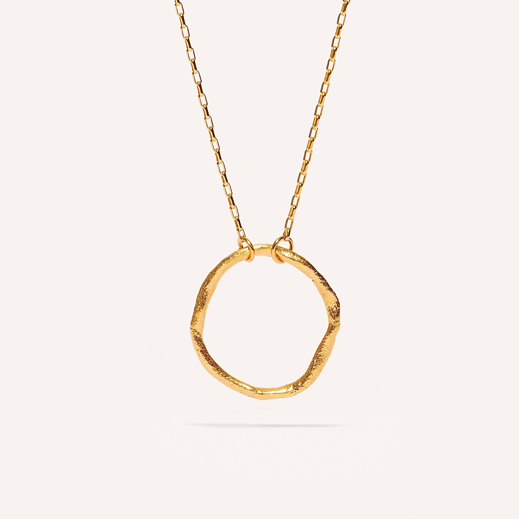 Gold Plated Silver Necklace "Big Fingerprint Circle"