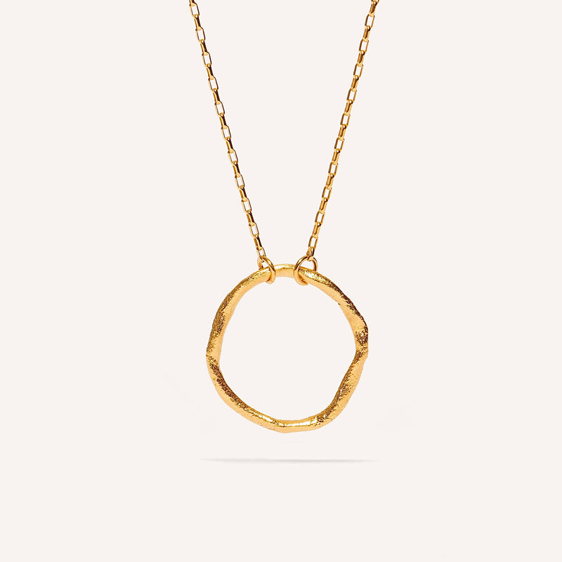 Gold Plated Silver Necklace "Big Fingerprint Circle"