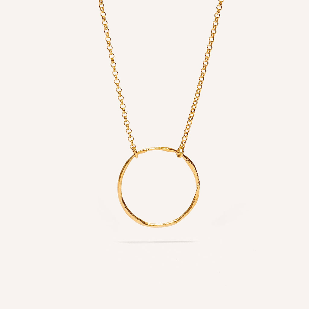 Gold Plated Silver Necklace "Thin Fingerprint Circle"