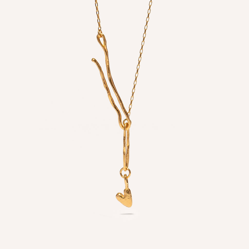 Gold Plated Silver Necklace "Love Hook"